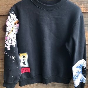 Japanese Waves/Cherry Blossom Crewneck Sweatshirt